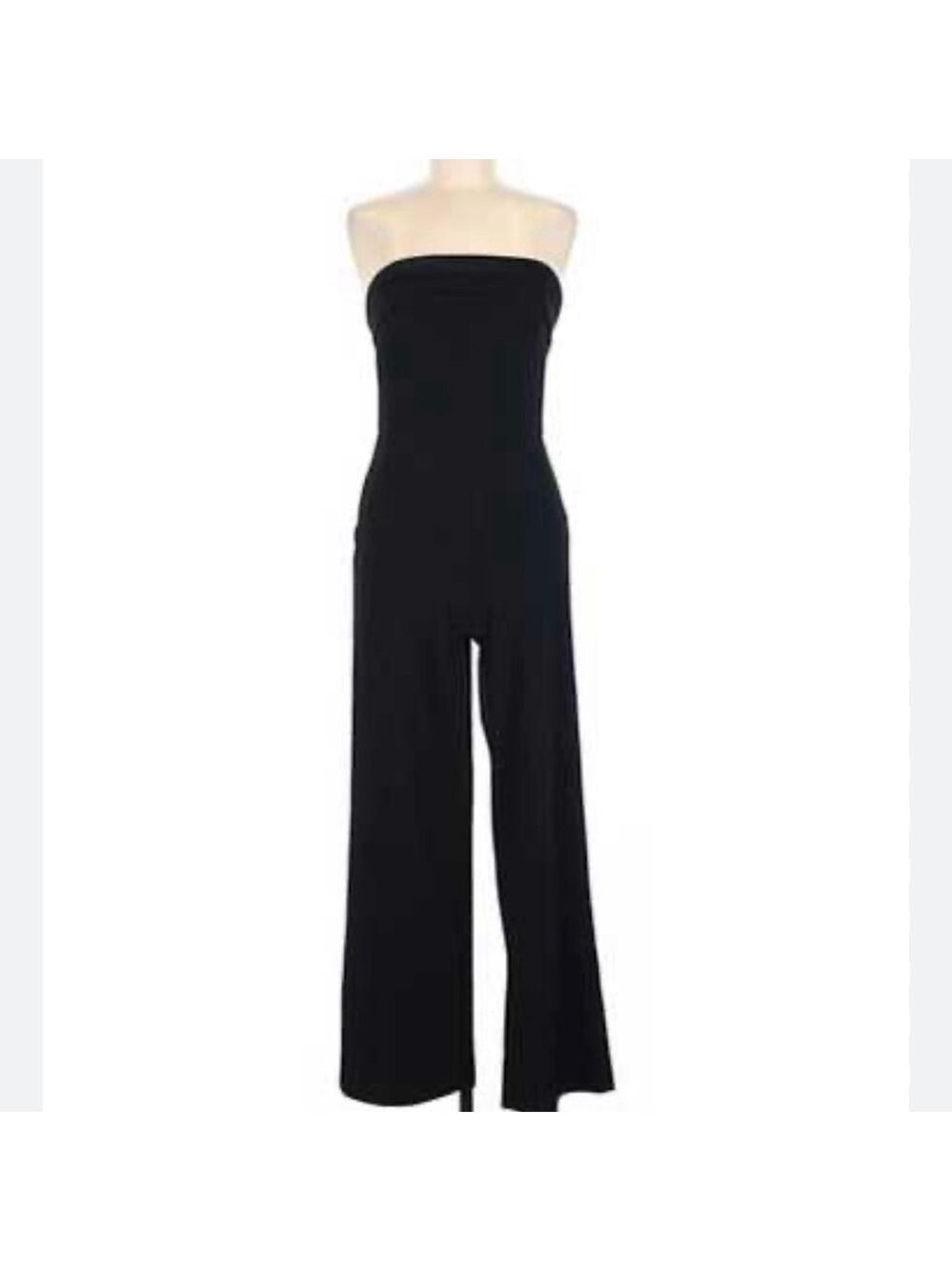 Black Strapless Wide Leg Jumpsuit M - Picture 4 of 8